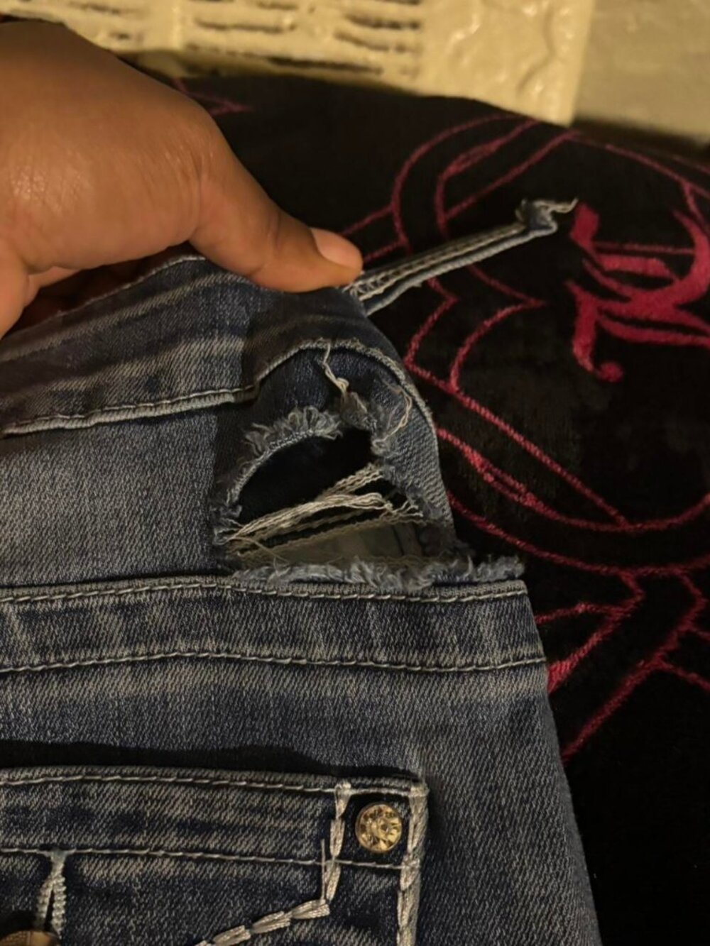 Women's Blue and Navy Jeans - Picture 3 of 5